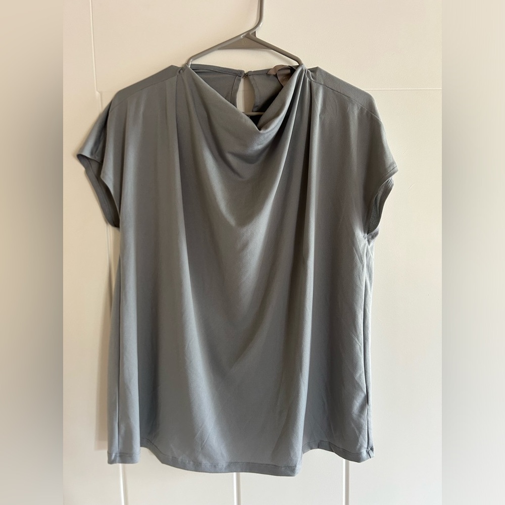 H&M Blue Drape Neckline Blouse Size L